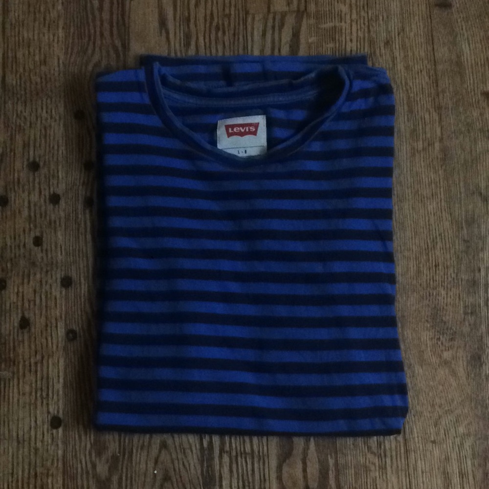 Levis Blue Striped T-shirt Mens Size Large - Picture 2 of 5